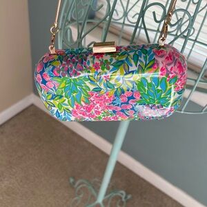 Lilly Pulitzer Hard Case Clutch with "A Cherry On Top" Pattern W/Strap